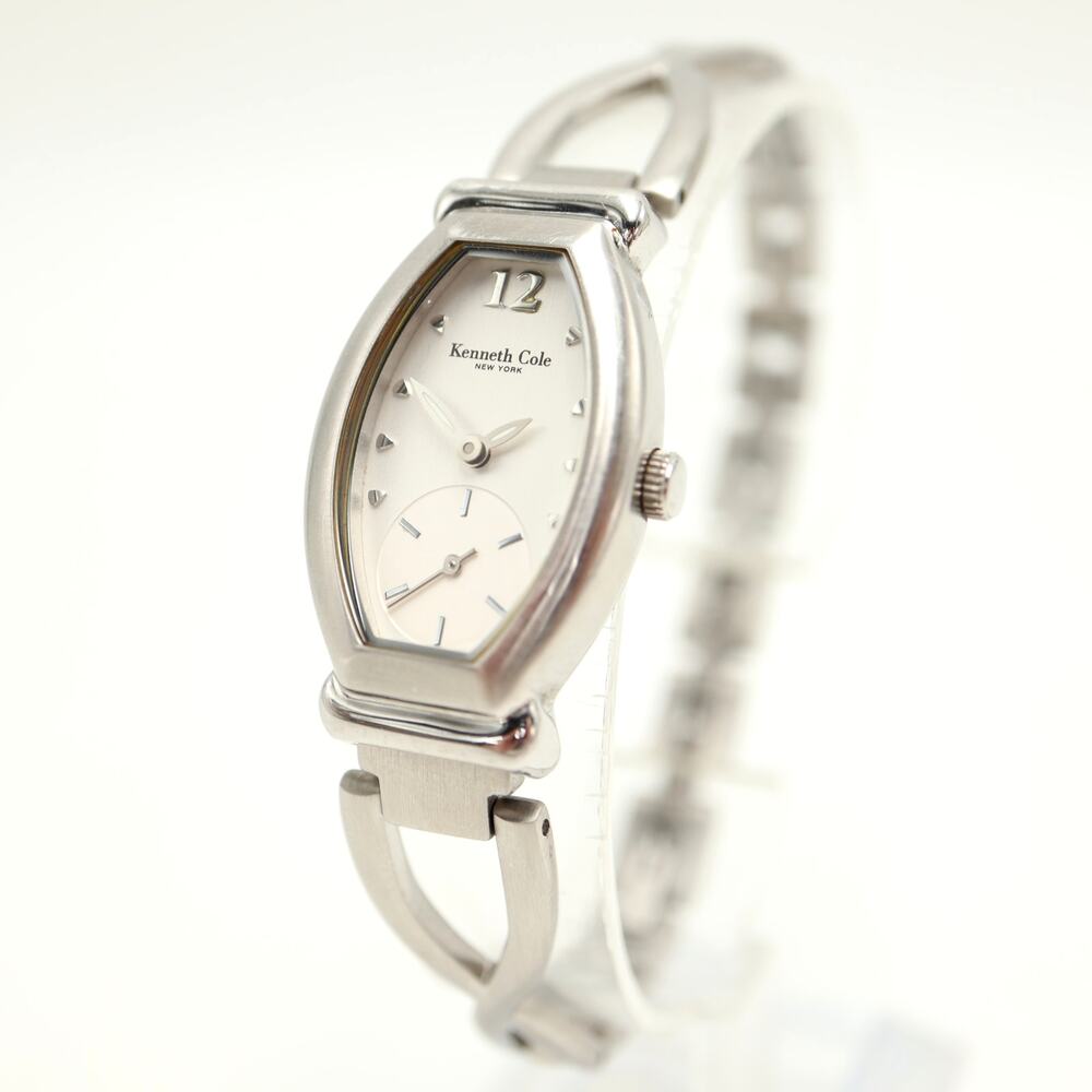 Kenneth Cole Silver Tone 21mm Petite Oval Watch Small Seconds with New Battery